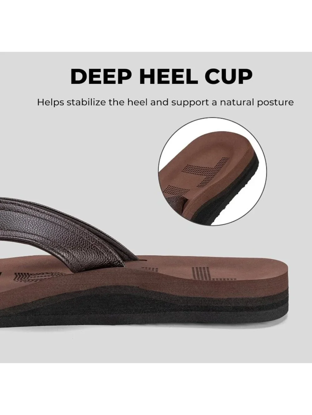 Men's Coffee Brown Flip Flops With Arch Support Summer Outdoor Beach Sandals